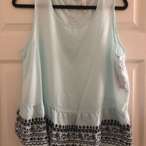 Breezy Light Blue Embroidered Tank